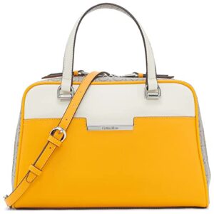 calvin klein nolan zip around satchel, mango/almond/taupe