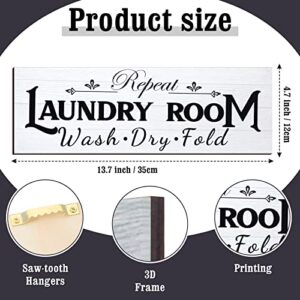 Yerliker Set of 5 Laundry Room Decor Farmhouse Laundry Room Wooden Sign Wash Fold Dry Repeat Signs Rustic Laundry Wall Art Prints Laundry Room Sign Decor for Home, Unframed