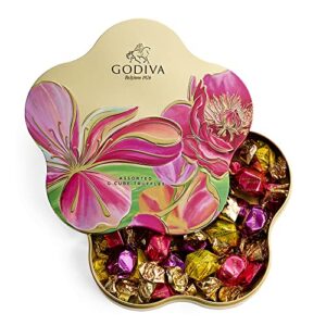 Godiva Chocolatier Assorted G Cube Gourmet Chocolate Truffles in Flower Tin, 32 Count - Limited Edition Candy - Gift Box of Chocolate - 9.1 Oz