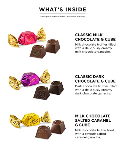 Godiva Chocolatier Assorted G Cube Gourmet Chocolate Truffles in Flower Tin, 32 Count - Limited Edition Candy - Gift Box of Chocolate - 9.1 Oz