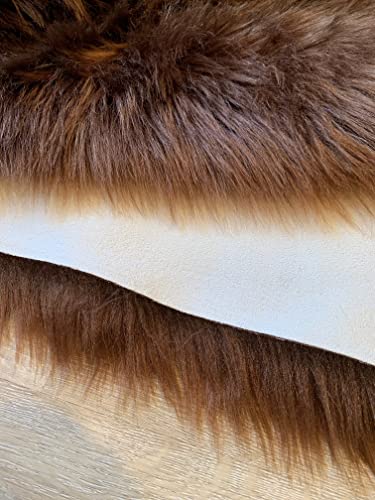 LAMBZY Faux Sheepskin Super Soft Hypoallergenic Silky Shag Rug for Living Room, Kids Room, Sofa (Quarto 4 Pelts 4'x6', Brown)