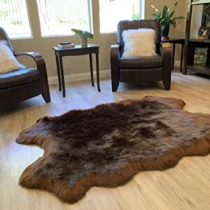 LAMBZY Faux Sheepskin Super Soft Hypoallergenic Silky Shag Rug for Living Room, Kids Room, Sofa (Quarto 4 Pelts 4'x6', Brown)