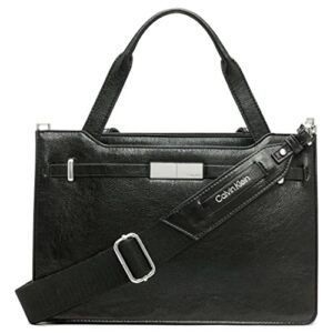 calvin klein citrine organizational satchel, black/silver