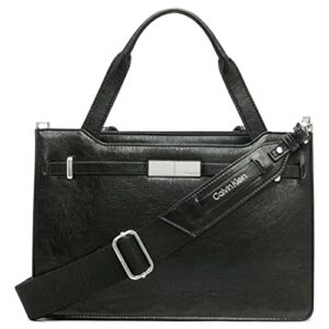 Calvin Klein Citrine Organizational Satchel, Black/Silver