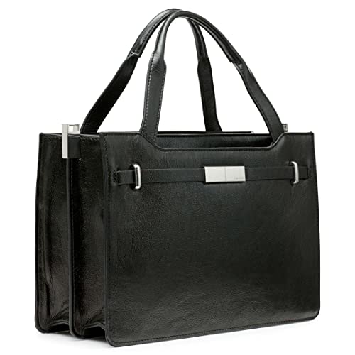 Calvin Klein Citrine Organizational Satchel, Black/Silver