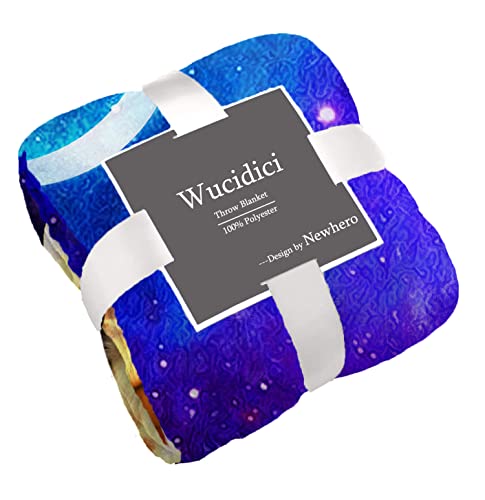 Wucidici Giraffe Couple Throw Blanket Lightweight Soft Cozy Galaxy Moon Blanket for Couch Sofa Bed 50"x 60"