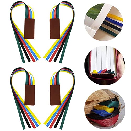 Multi-Color Ribbon Bookmarks, Vintage Artificial Leather Bookmarks Colorful Book Reading Sorters Creative Page Markers