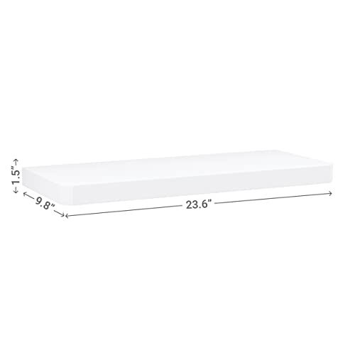 ATHENEE Home Soho Floating Shelf 24" - Wall Mount Display (9.8 x 23.6 x 1.5), White