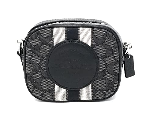 Coach Women's Mini Dempsey Camera Bag In Signature Jacquard With Stripe And Coach Patch (Silver/Black Smoke Black Multi)