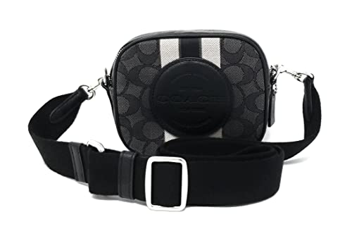 Coach Women's Mini Dempsey Camera Bag In Signature Jacquard With Stripe And Coach Patch (Silver/Black Smoke Black Multi)