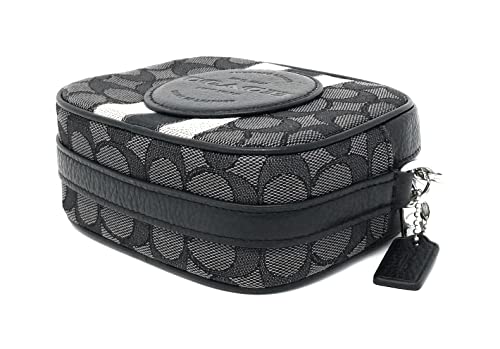 Coach Women's Mini Dempsey Camera Bag In Signature Jacquard With Stripe And Coach Patch (Silver/Black Smoke Black Multi)