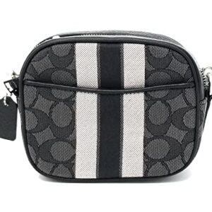 Coach Women's Mini Dempsey Camera Bag In Signature Jacquard With Stripe And Coach Patch (Silver/Black Smoke Black Multi)