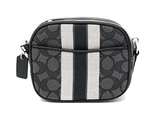 Coach Women's Mini Dempsey Camera Bag In Signature Jacquard With Stripe And Coach Patch (Silver/Black Smoke Black Multi)