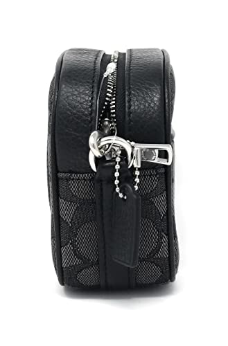 Coach Women's Mini Dempsey Camera Bag In Signature Jacquard With Stripe And Coach Patch (Silver/Black Smoke Black Multi)