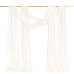 Ling's Moment 32Ft Extra Long Wedding Arch Backdrop Decorations 2 Panels Arch Drapping Fabric Wrinkle-Free - Ivory