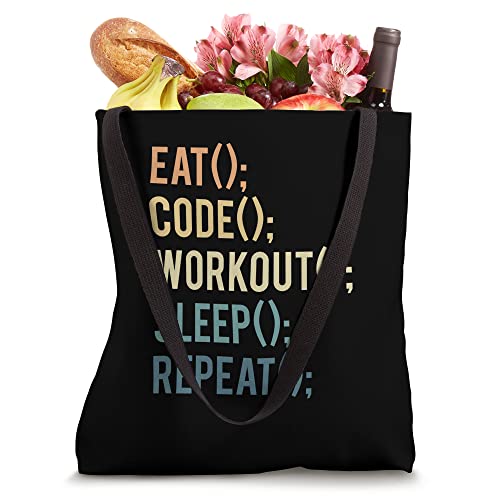 Eat(); Code(); Workout(); Sleep(); Repeat(); Tote Bag