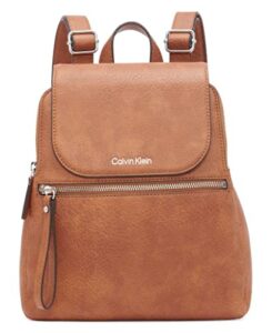 calvin klein women’s reyna novelty key item flap backpack, caramel mix, one size