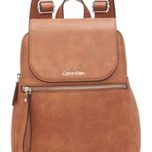 Calvin Klein Women's Reyna Novelty Key Item Flap Backpack, Caramel Mix, One Size