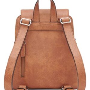 Calvin Klein Women's Reyna Novelty Key Item Flap Backpack, Caramel Mix, One Size