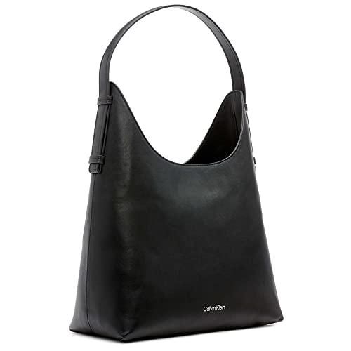 Calvin Klein Zina Triple Compartment Hobo, Black/Silver