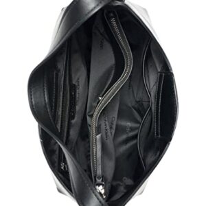 Calvin Klein Zina Triple Compartment Hobo, Black/Silver