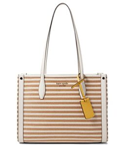 kate spade new york market striped fabric medium tote parchment multi one size