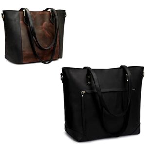 s-zone vintage genuine leather shoulder bag work totes for women purse handbag with back zipper pocket large