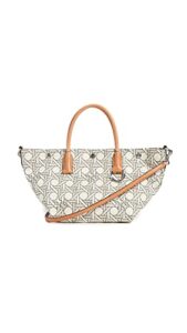 tory burch women’s canvas basketweave small tote, new ivory basketweave, off white, print, one size