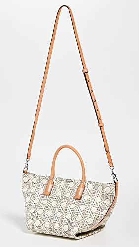 Tory Burch Women's Canvas Basketweave Small Tote, New Ivory Basketweave, Off White, Print, One Size