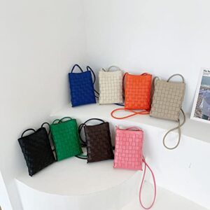 ONE2MAY Woven Small Crossbody Bags Cell Phone Purse for Women Teen Girls Small Shoulder Phone Bag (Off white)