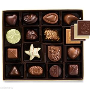 Godiva Chocolatier Assorted Chocolate Gift Box - Assorted Dark, Milk, White, Raspberry, Caramel, and Chocolate- Blue Ribbon Classic Gold Box - 19 pieces