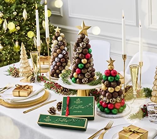 Godiva Chocolatier Holiday Truffle Flight - 12 Piece Limited Edition Assorted Gift Box – Gourmet Dark, Milk and White Chocolate Truffles for Chocolate Lovers
