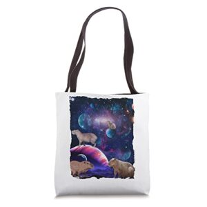 funny capybara galaxy stars wild animal universe capybara tote bag