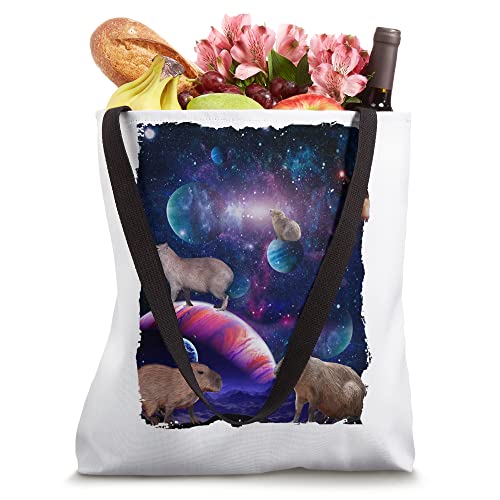 Funny Capybara Galaxy Stars Wild Animal Universe Capybara Tote Bag