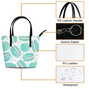 Fashionable women's handbag tote bag, Mint Macaroonprinted shoulder bag is light and durable