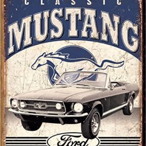 Desperate Enterprises Classic Ford Mustang Tin Sign - Nostalgic Vintage Metal Wall Decor - Made in USA