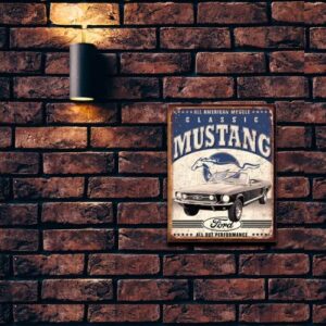 Desperate Enterprises Classic Ford Mustang Tin Sign - Nostalgic Vintage Metal Wall Decor - Made in USA