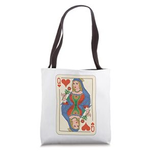 queen of hearts, playing card tote bag