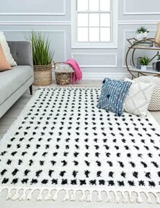 cosmoliving by cosmopolitan bt15b calm creation dots modern white non-shedding living room bedroom dining home office area rug, 8’3″x10’0″