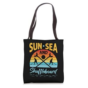sun sea and shuffleboard cruise ship vacation tote bag