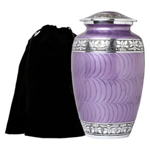 Forever Lane Cremation Urns for Adult Ashes - Handcrafted Large Urn, Burial - Urns for Human Ashes Adult Female Or Male, Funeral Decorative Urn - Up to 200 Lb. (Purple)