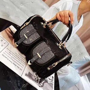 ZHANGYING Shiefer Large Capacity Rhinestone Bag, Sequin New Ladies One Shoulder Messenger Casual Versatile Handbag Women, bags and clutches for women (Black)