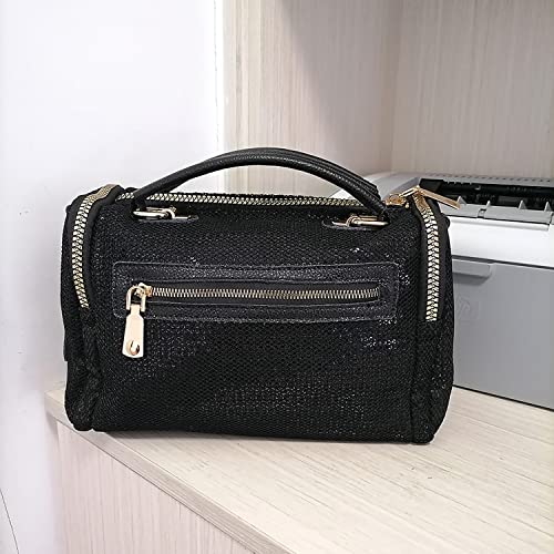 ZHANGYING Shiefer Large Capacity Rhinestone Bag, Sequin New Ladies One Shoulder Messenger Casual Versatile Handbag Women, bags and clutches for women (Black)