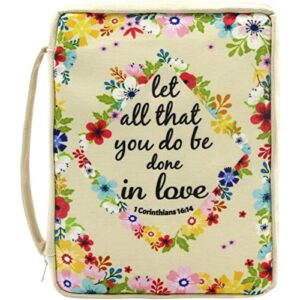 Bible Case Floral Bible Cover 7 X 10 Canvas Bag for Bible Book