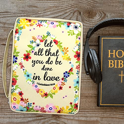 Bible Case Floral Bible Cover 7 X 10 Canvas Bag for Bible Book