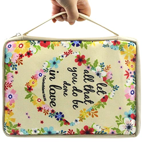 Bible Case Floral Bible Cover 7 X 10 Canvas Bag for Bible Book