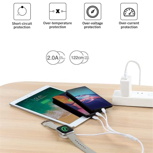 4 in 1 Watch Charger Multi USB Magnetic Charging Cable Portable Wireless Charger Cord Compatible with Apple Watch Series Se 6 5 4 3 2 1, iPhone, Galaxy, Pixel, Android, Watch, Pods (1.2M/4ft)…