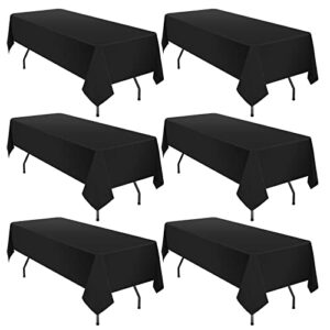 6 pack tablecloth 60 x 126 inch polyester table cloth for 8 foot rectangle tables,stain and wrinkle resistant washable fabric table covers polyester black table clothes for wedding,party,banquet
