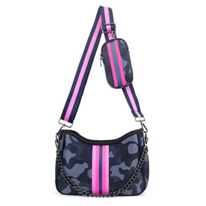 orad small shoulder handbag, neoprene bag crossbody bag for women hobo handbags womens crossbody purse (blue camo)