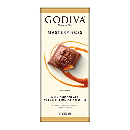 Godiva Chocolatier Milk Chocolate Caramel Lion Masterpieces Tablet, Chocolate Treats, Chocolate Candy Bar, Gourmet Chocolate, 3 oz